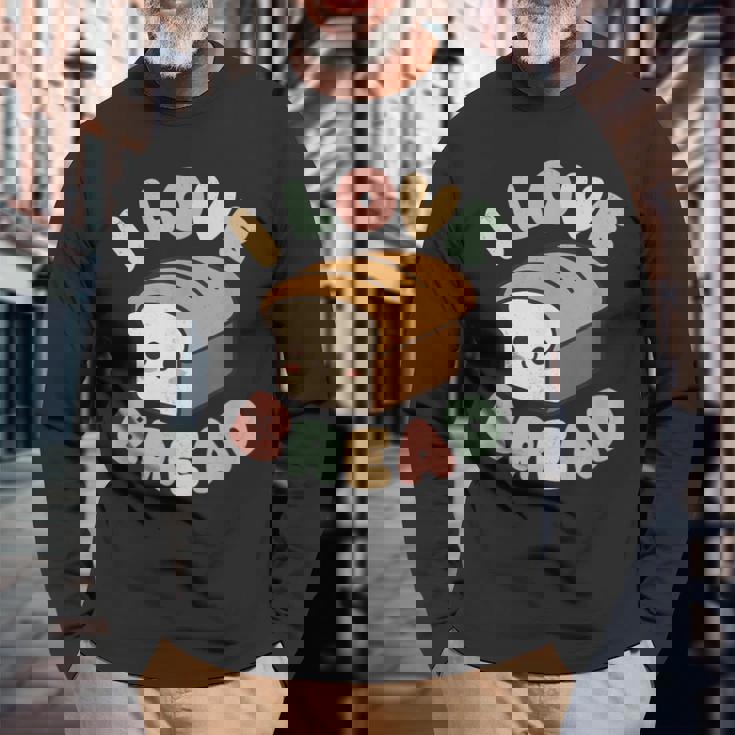 パンが大好き 長袖Tシャツ 高齢者への贈り物