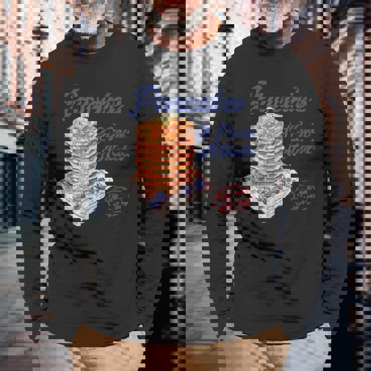 パンケーキとパニック発作 面白い メンタルヘルス 不安 長袖Tシャツ 高齢者への贈り物