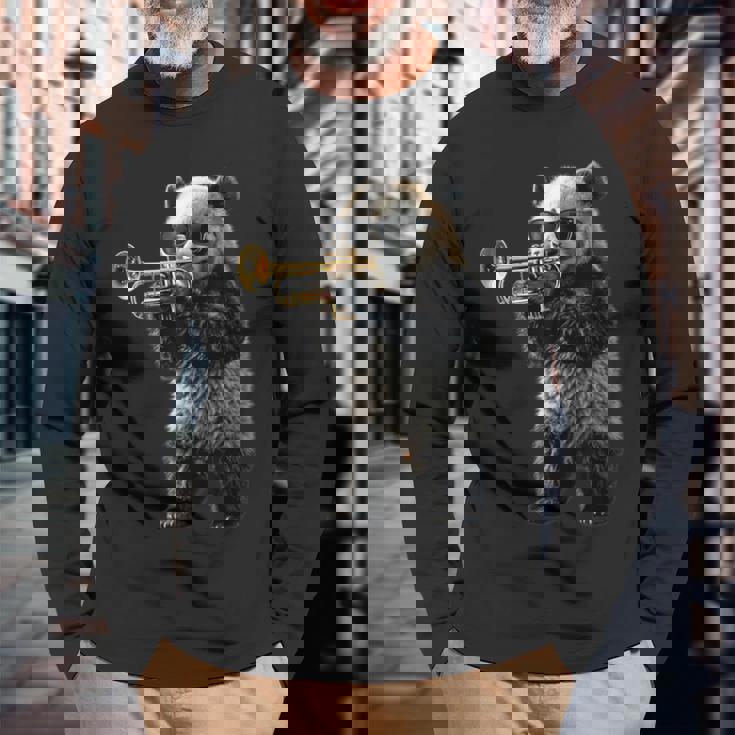 パンダトランペット 長袖Tシャツ 高齢者への贈り物