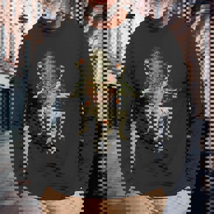 ヒエロニムス ボッシュ 地上の喜びの庭 フクロウ 長袖Tシャツ 高齢者への贈り物