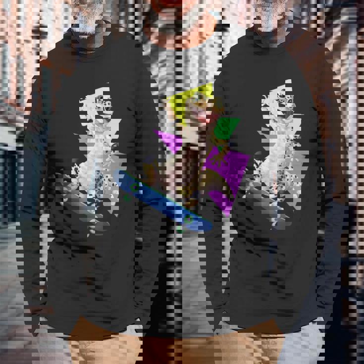 ヒョウモントカゲモドキ スケートボードのトカゲ 長袖Tシャツ 高齢者への贈り物