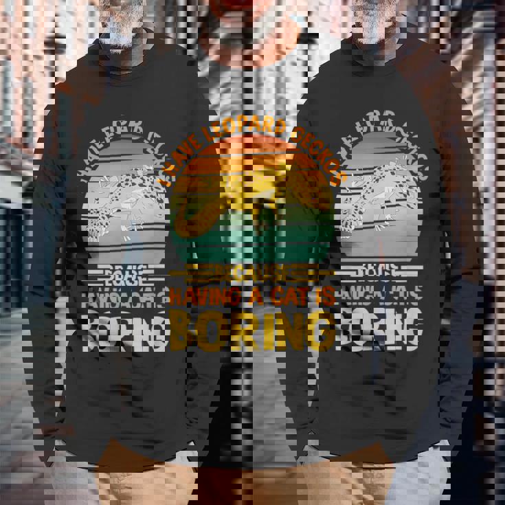 ヒョウモントカゲモドキ 爬虫類 小さな恐竜を飼っています 長袖Tシャツ 高齢者への贈り物