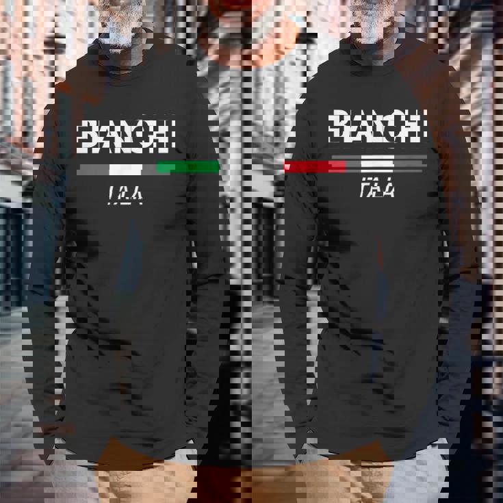 ビアンキ イタリア 家族名 イタリア 国旗 長袖Tシャツ 高齢者への贈り物