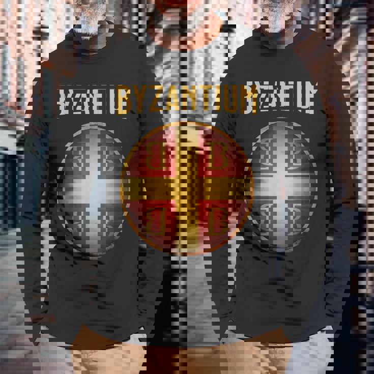 ビザンチウムのシンボル コンスタンティノープルとビザンツ帝国 長袖Tシャツ 高齢者への贈り物