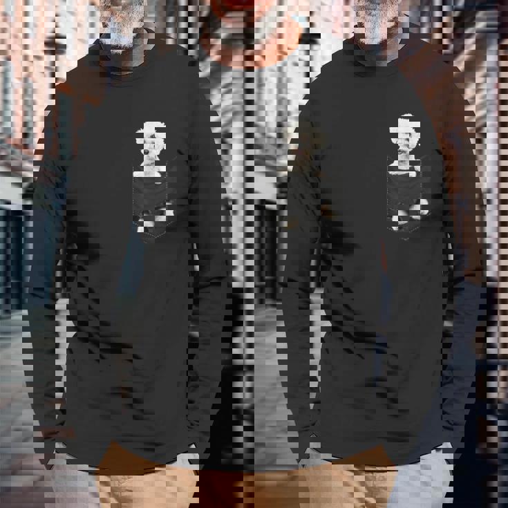 ビションフリーゼ愛好家のためのポケットに入った面白いビションフリーゼ 長袖Tシャツ 高齢者への贈り物