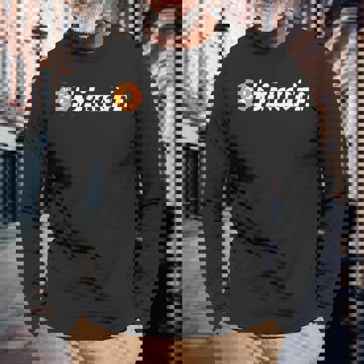 ビットコインbtcロゴ暗号トレーダーマイナーホドルムーンフリーダムギフト 長袖Tシャツ 高齢者への贈り物