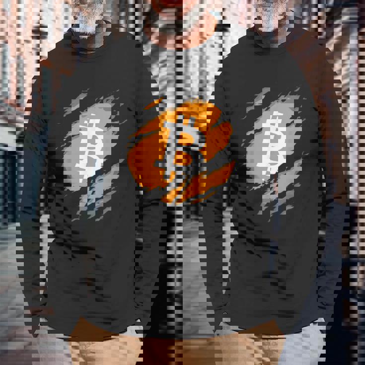 ビットコインプランbの時間です 長袖Tシャツ 高齢者への贈り物