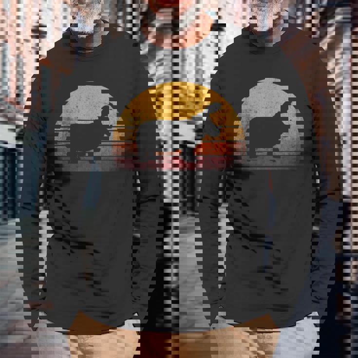 ビンテージ カバ デザイン レトロな日没カバ 長袖Tシャツ 高齢者への贈り物