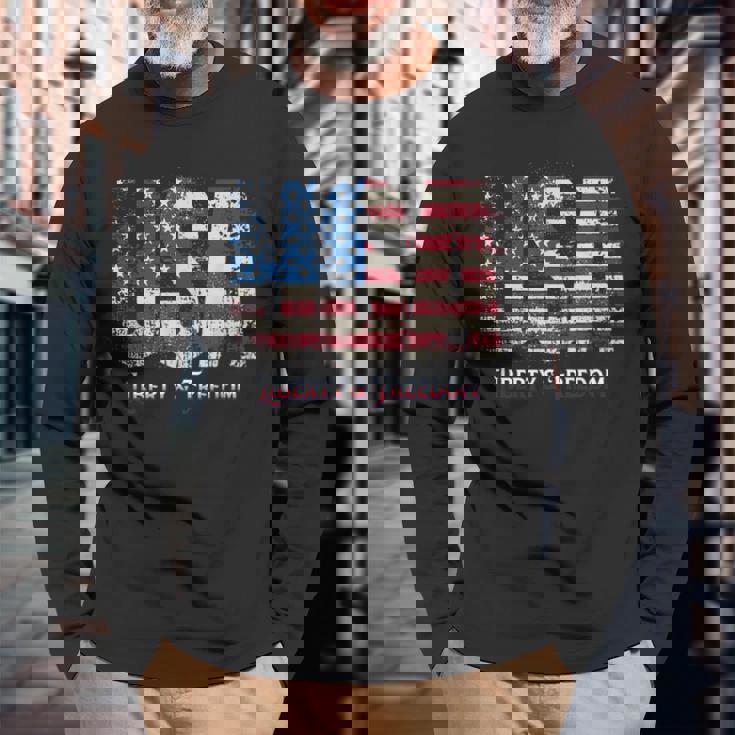 ビンテージ 愛国心あふれるアメリカ国旗 Usa メンズ レディース キッズ ギフト 長袖Tシャツ 高齢者への贈り物