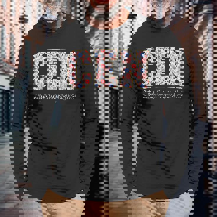 ビンテージcen認定緊急看護師ワイルドフラワーer医師 長袖Tシャツ 高齢者への贈り物