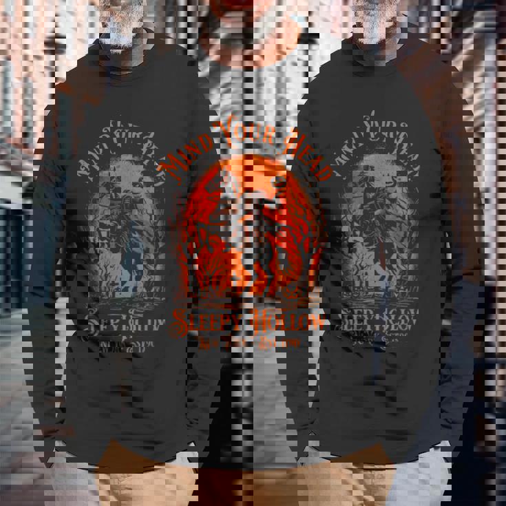 ビンテージマインドユアヘッドスリーピーホローヘッドレスホースマン 長袖Tシャツ 高齢者への贈り物