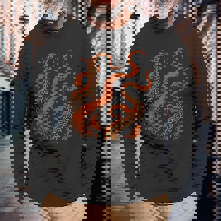 ビンテージ海モンスターtシャツ ディープオーシャンアートグラフィックtシャツ 長袖Tシャツ 高齢者への贈り物