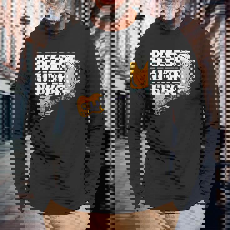 ビール ギター リピート ギター ベース ロックンロール ギタリスト向け 長袖Tシャツ 高齢者への贈り物