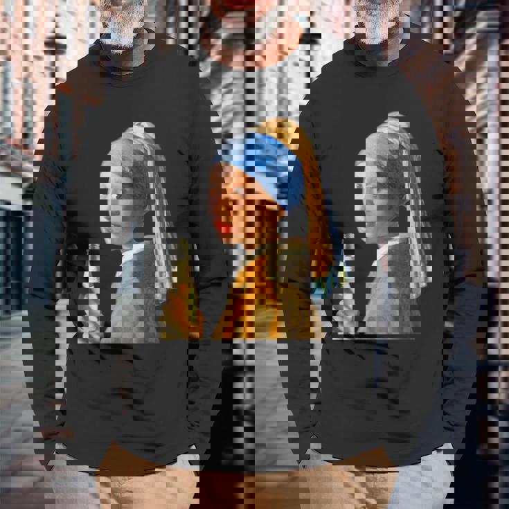 ビール 酒 面白いtシャツ フェルメール 飲み おもしろ 飲み会 のんべえ メンズ ネタ 服 変な 長袖Tシャツ 高齢者への贈り物