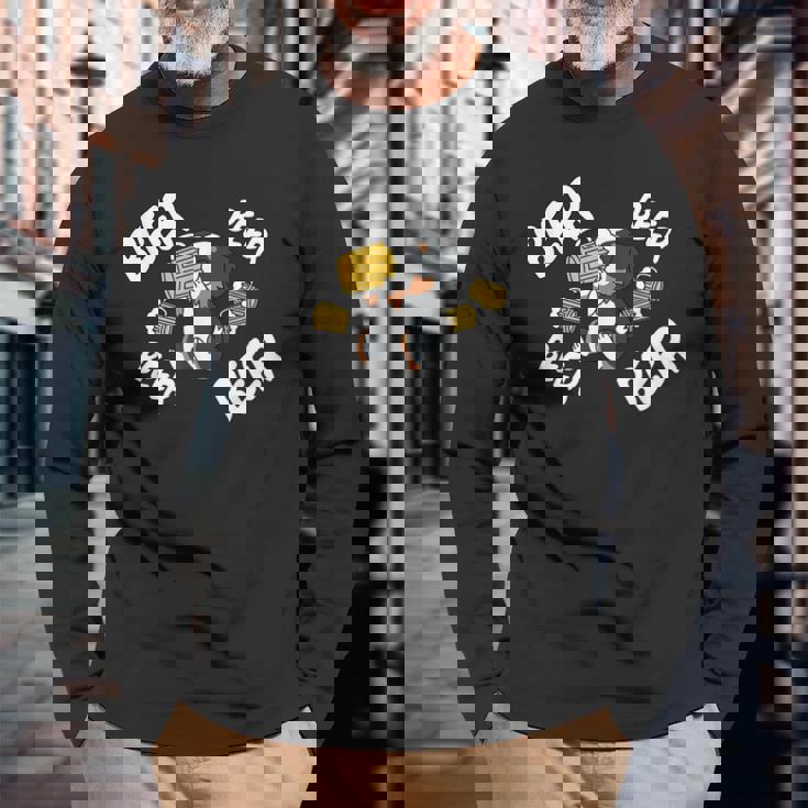 ビールバーニーズマウンテンドッグ 長袖Tシャツ 高齢者への贈り物