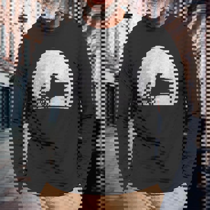 ピアニスト ピアノ奏者 クラシック音楽 ジャズ音楽 満月 趣味 クール ピアノ好き 音楽好き 長袖Tシャツ 高齢者への贈り物