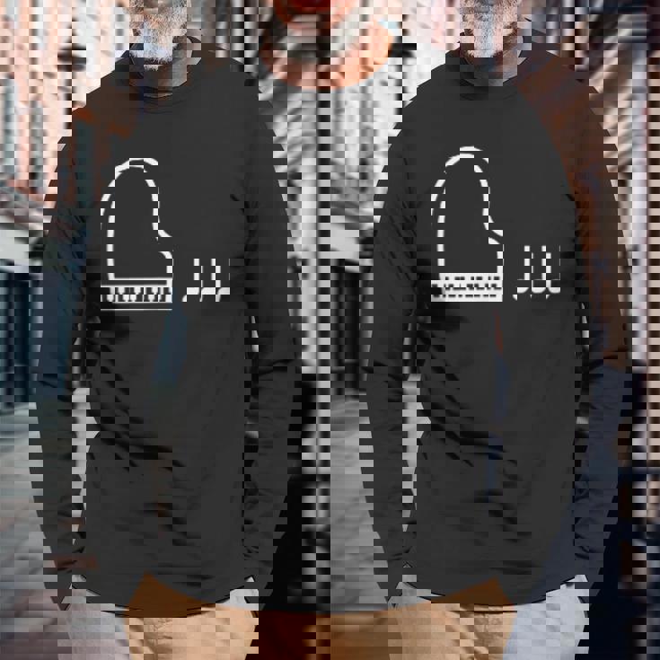 ピアノ 音符 楽譜 音楽 楽器 長袖Tシャツ 高齢者への贈り物