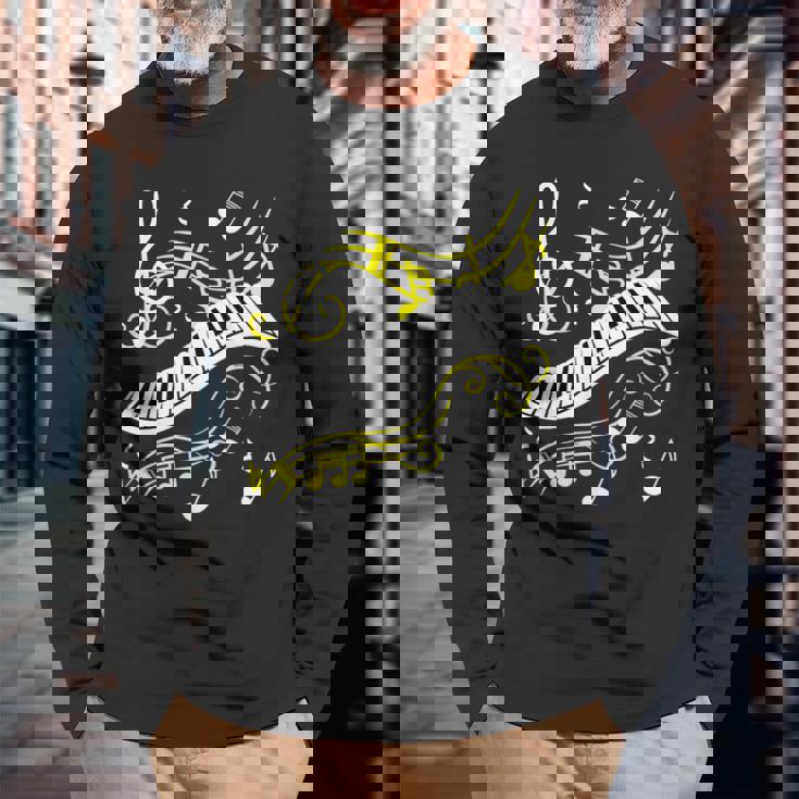 ピアノミュージカルシャツ 音符tシャツ 長袖Tシャツ 高齢者への贈り物