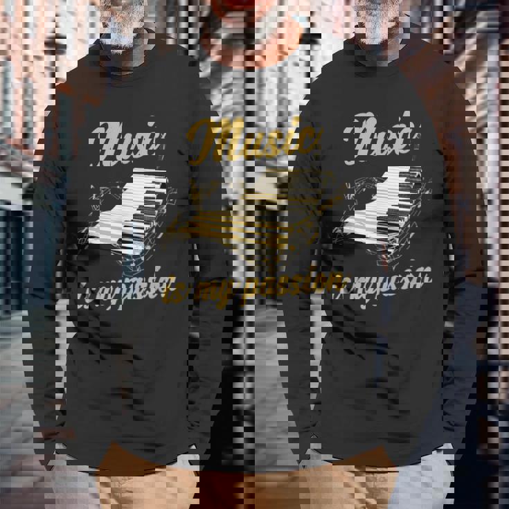 ピアノ鍵盤 長袖Tシャツ 高齢者への贈り物