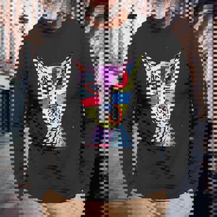 ピカソ 猫 長袖Tシャツ 高齢者への贈り物