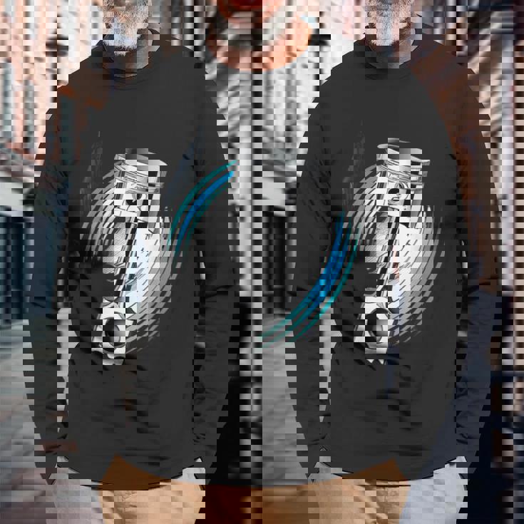 ピストンパワー 車愛好家のためのダイナミックエンジンデザイン 長袖Tシャツ 高齢者への贈り物