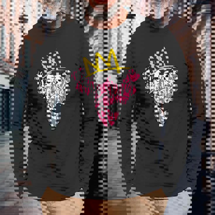 ピンクパンサー 王冠グラフィティアート 長袖Tシャツ 高齢者への贈り物