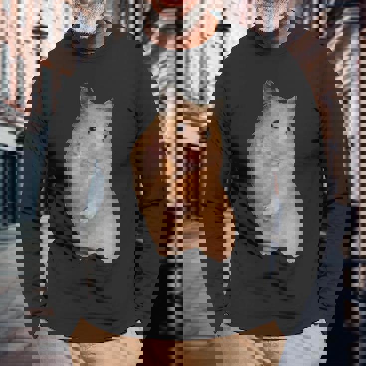 ピースサイン ハムスター ミーム 長袖Tシャツ 高齢者への贈り物