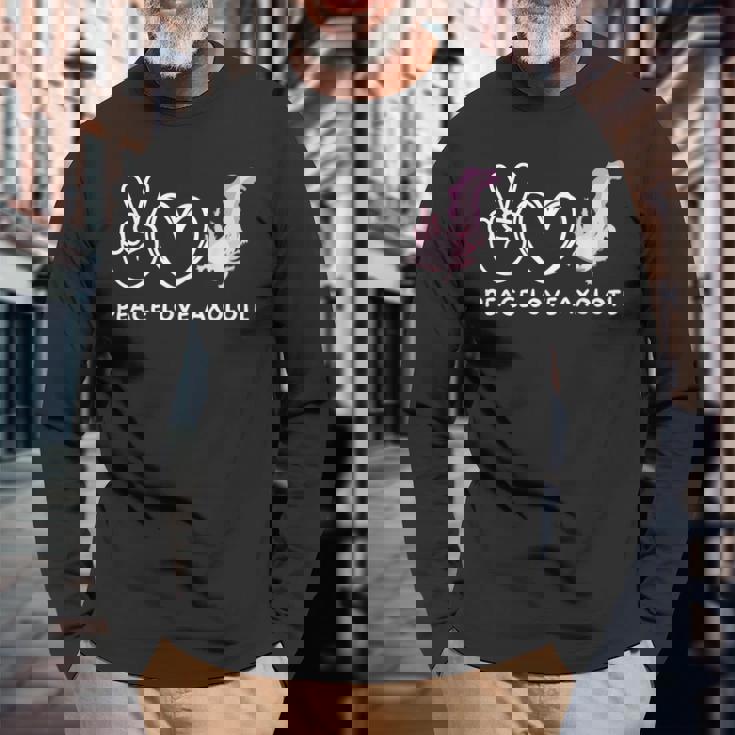 ピースラブウーパールーパールーパーレトロウーパールーパーラバー 長袖Tシャツ 高齢者への贈り物