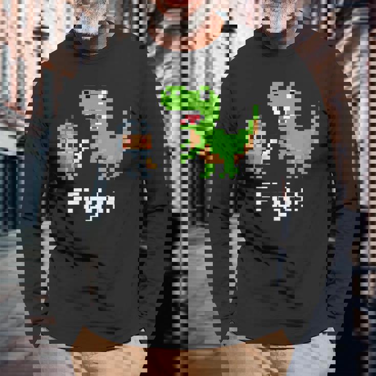 ファイト Rpg ゲーム ドット絵 モンスター 勇者 かわいい 長袖Tシャツ 高齢者への贈り物