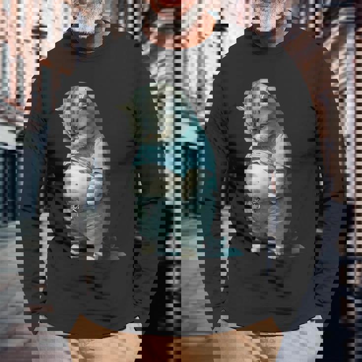 ファニー ファット キャット 子猫 アート デザイン 猫 飼い主 ペット愛好家 ギフト 長袖Tシャツ 高齢者への贈り物