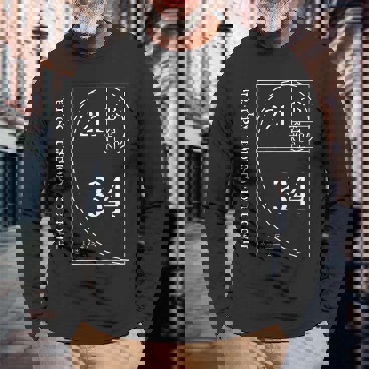 ファニー フィボナッチ ゴールド スパイラル オタク 数学教師 ギフト 長袖Tシャツ 高齢者への贈り物