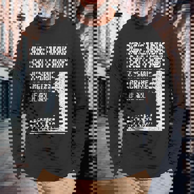 ファニーロッククライマーギフト 男女兼用 クールなゾンビクライミングに 長袖Tシャツ 高齢者への贈り物