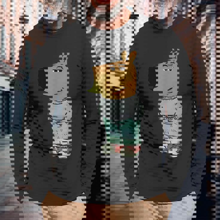 ファニー・ジェネ・アルファ・チル・ガイ・ミーム・ドッグ・クール・インターネット・ステートメント 長袖Tシャツ 高齢者への贈り物