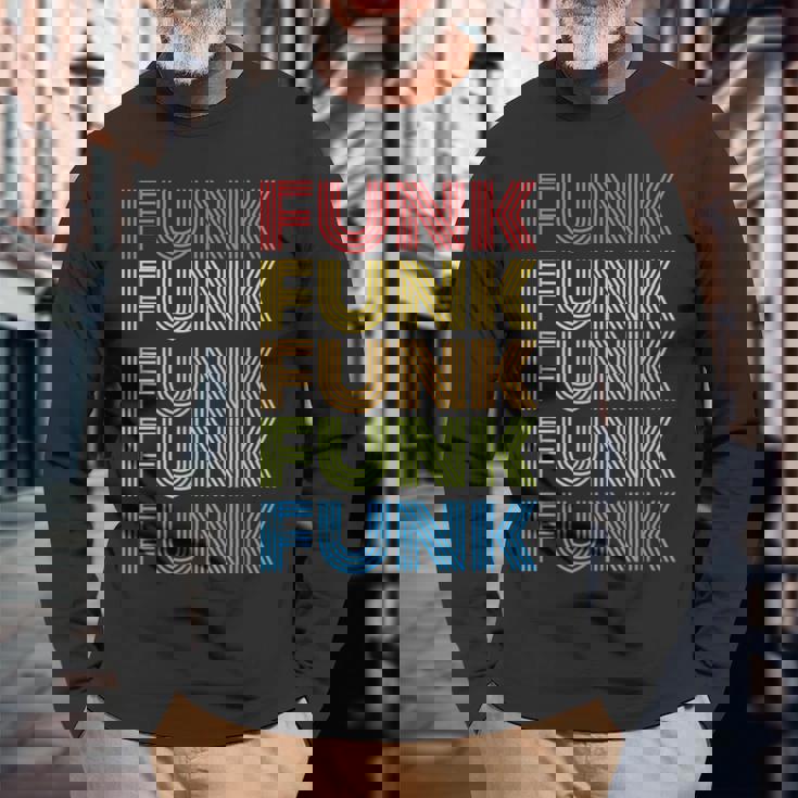 ファンキー70年代80年代レトロオールドスクールファンク 長袖Tシャツ 高齢者への贈り物