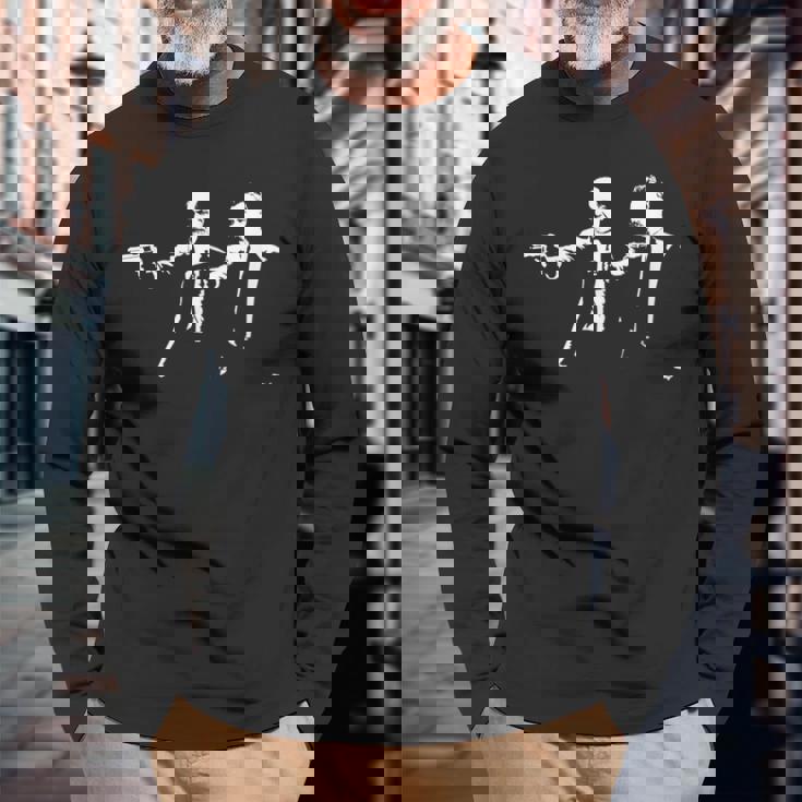 フィロ-フィクション-ニーチェ＆フロイト-映画パロディギフト 長袖Tシャツ 高齢者への贈り物