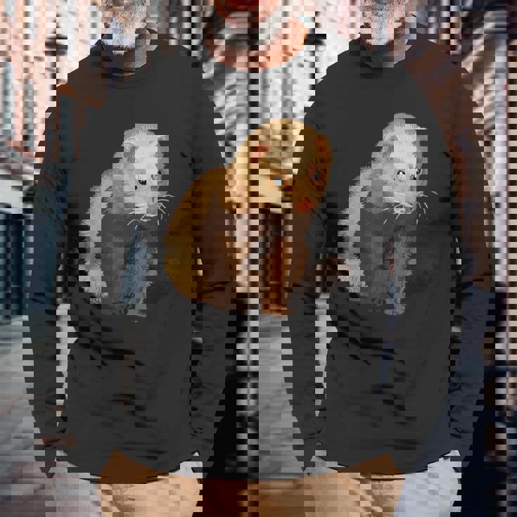 フェレットオーナーペットフェレット 長袖Tシャツ 高齢者への贈り物