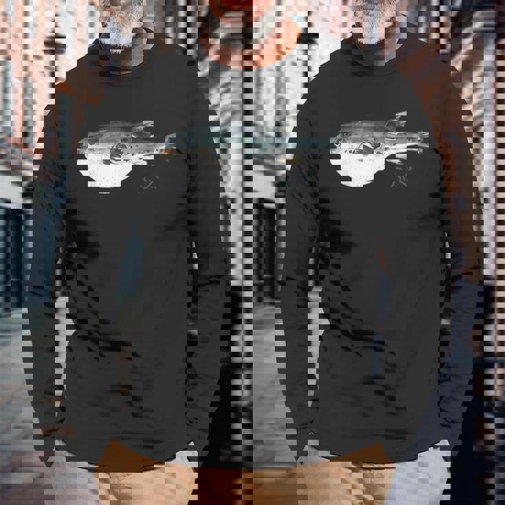 フグ 漁師デザイン 海洋愛好家向け 長袖Tシャツ 高齢者への贈り物