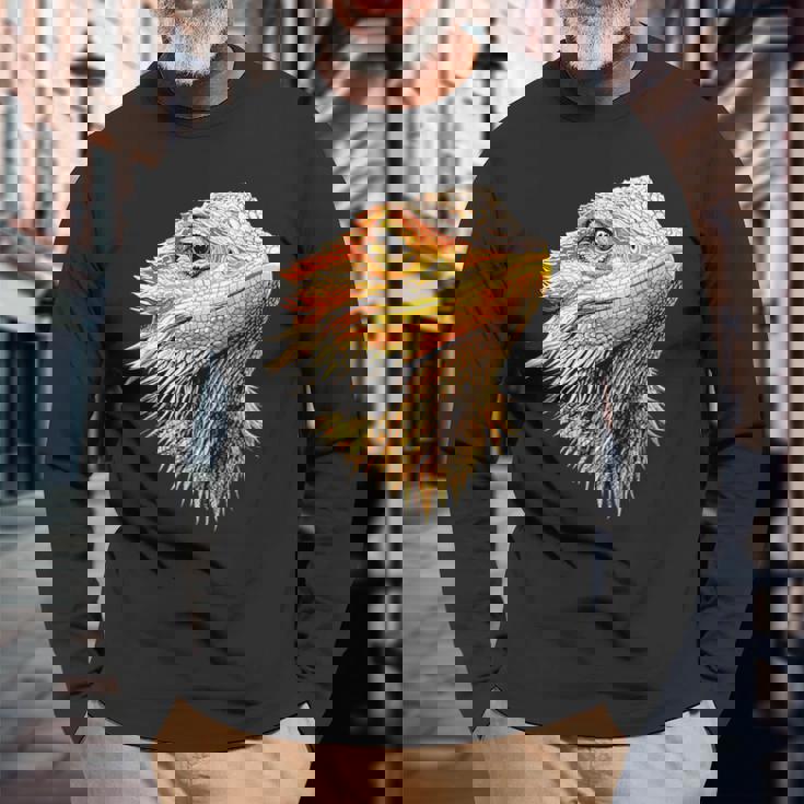 フトアゴヒゲトカゲ ポゴナ フトアゴヒゲトカゲ かわいいフトアゴヒゲトカゲ 長袖Tシャツ 高齢者への贈り物