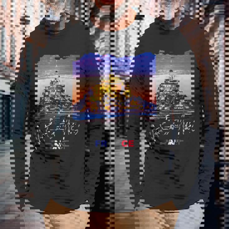 フランス モンサンミッシェル 長袖Tシャツ 高齢者への贈り物