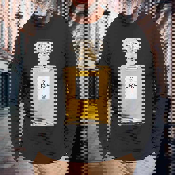 フランス香水ボトル 長袖Tシャツ 高齢者への贈り物