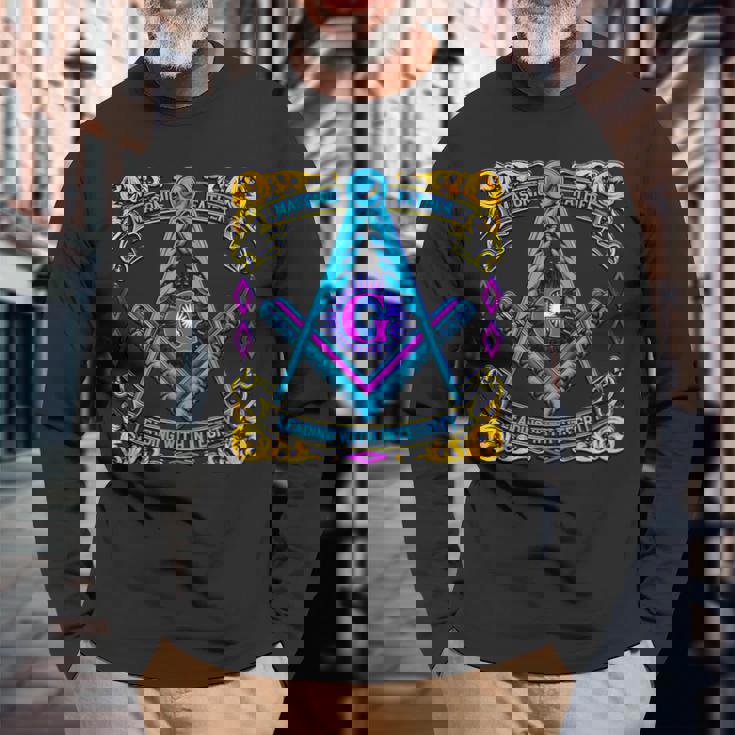 フリーメーソンのシンボル「誠実さをもってリードするフリーメーソンの父」 長袖Tシャツ 高齢者への贈り物