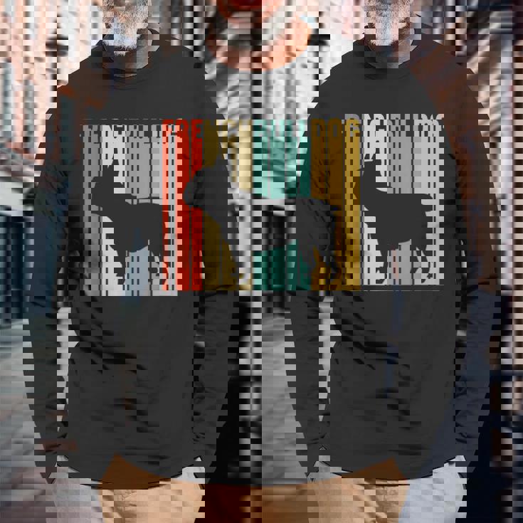 フレンチブルドッグ レトロ フレンチリー 犬 犬の飼い主 フレンチドッグ 長袖Tシャツ 高齢者への贈り物