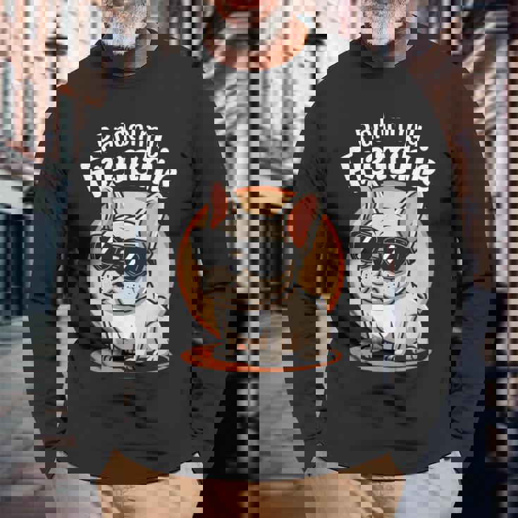 フレンチブルドッグしゃれ 長袖Tシャツ 高齢者への贈り物