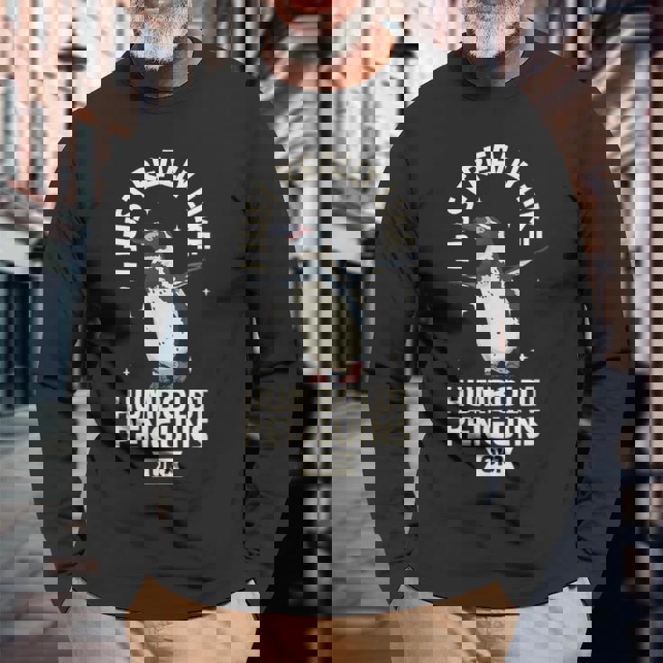 フンボルトペンギン大好き 長袖Tシャツ 高齢者への贈り物