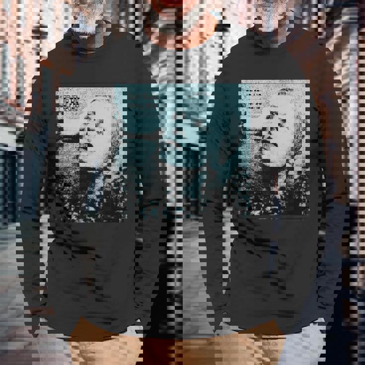 ブライアン・ウォードによるデヴィッド・ボウイ ハンキードリー ブルー 写真 長袖Tシャツ 高齢者への贈り物