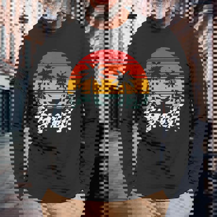 ブラジル ヴィンテージ バケーション ビーチ 海 夏 ブラジル 長袖Tシャツ 高齢者への贈り物