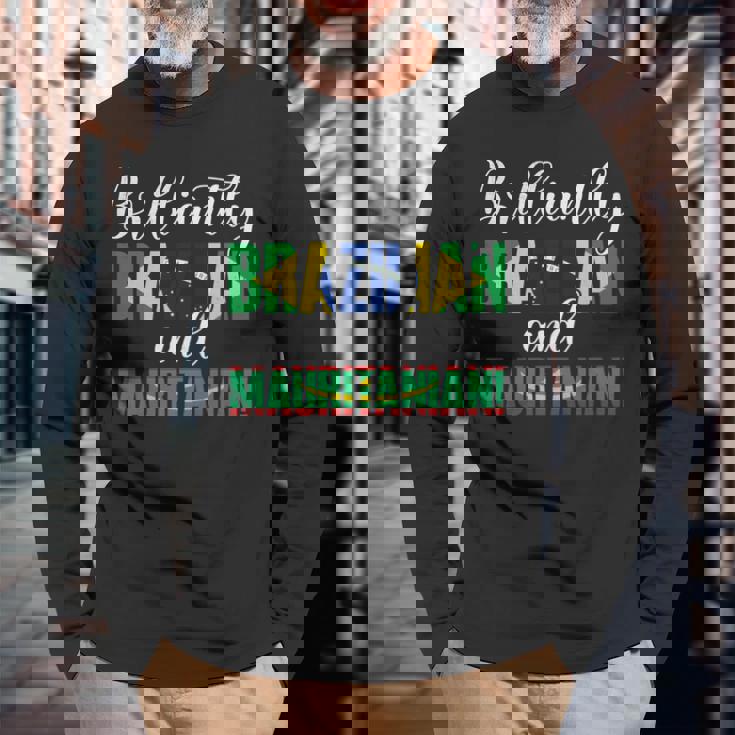 ブラジルとモーリタニアの混合国籍が見事に 長袖tシャツ 長袖Tシャツ 高齢者への贈り物