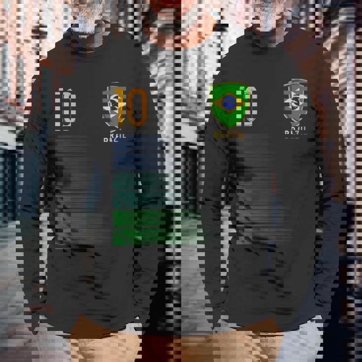 ブラジル国旗 ブラジルのプライド愛好家 長袖Tシャツ 高齢者への贈り物