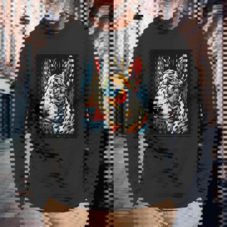 ブルテリア ミニチュア ブルテリア 長袖Tシャツ 高齢者への贈り物