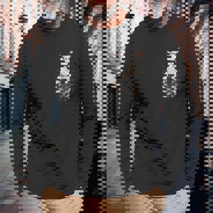 ブルテリア愛好家のためのポケットに入った面白いブルテリア 長袖Tシャツ 高齢者への贈り物